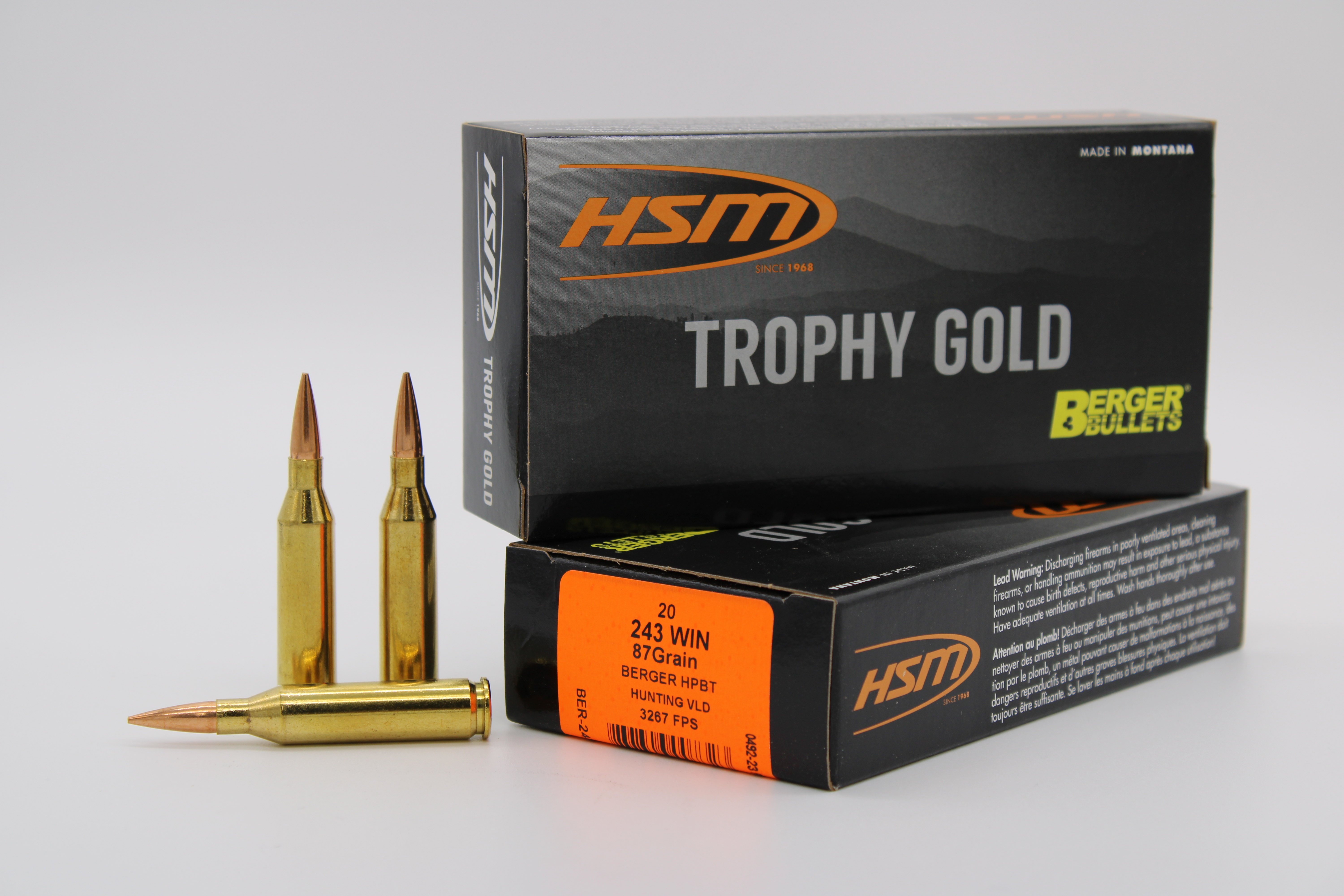 HSM BER24387VLD Trophy Gold Berger Hybrid Tactical Open Tip Match 87 Grain .243 Winchester 3267 Fps BER24387VLD Trophy Gold Berger Hybrid Tactical Open Tip Match 87 Grain .243 Winchester 3267 Fps Ammo