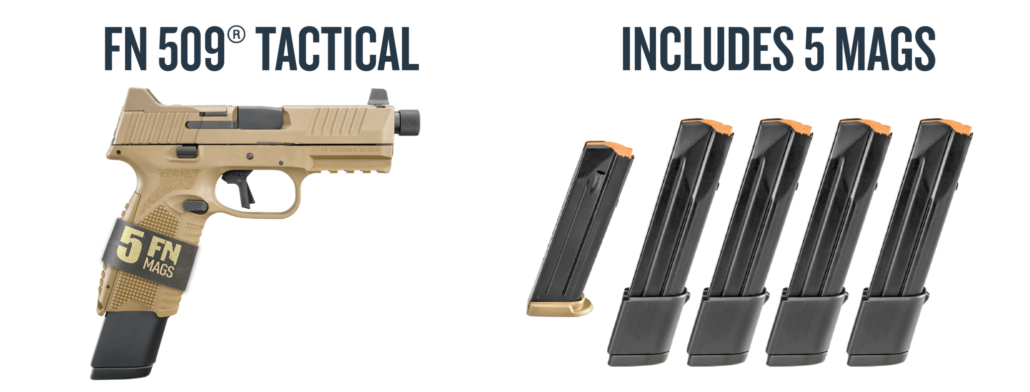 FNH FN 509 TACTICAL BUNDLE HGA 9MM 4.5IN THREADED BBL NMS FDE 1/17RD 4/24RD SUPP SIGHTS