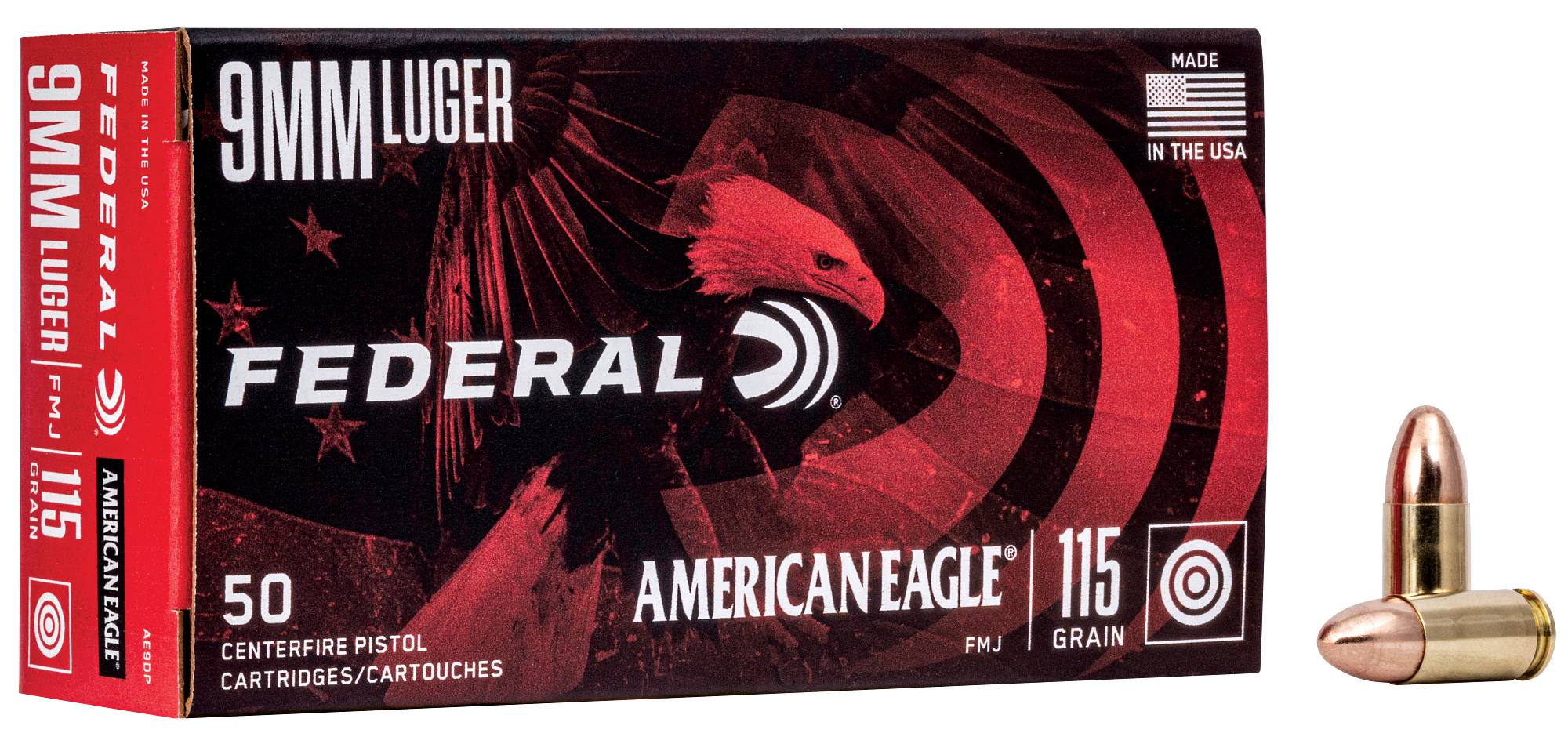 Federal American Eagle AE9DP 9mm Luger 115gr FMJ