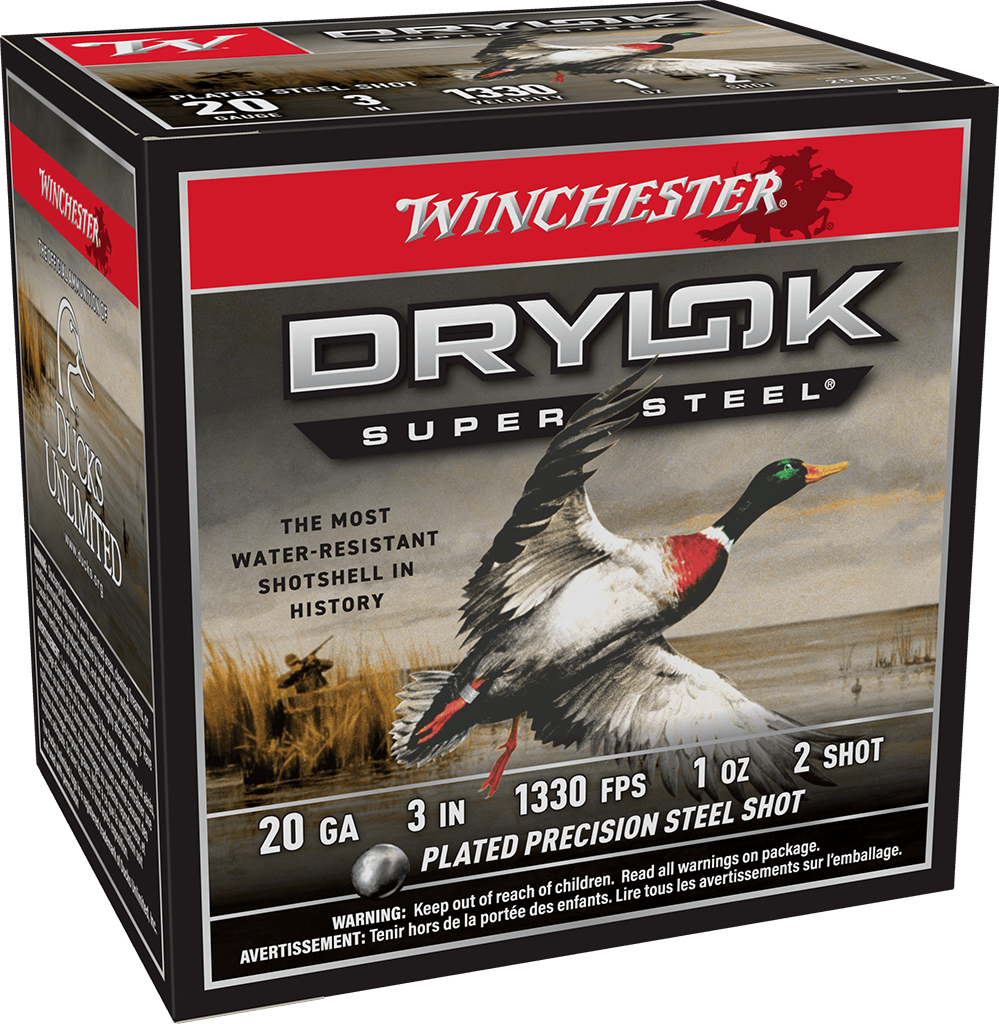 Winchester Drylok Super Steel Super-X 20 Gauge 3in 1oz #2 Shot Shotshells (25/Box)