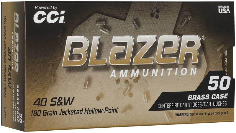 CCI Blazer Brass .40 S&W 180gr JHP Handgun Ammunition (50 rds)