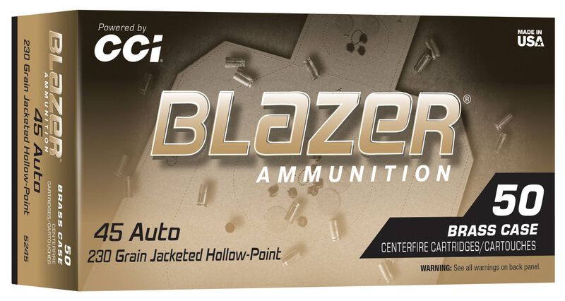 CCI Blazer Brass .45 Auto 230 Grain JHP Ammunition (50 Rounds)