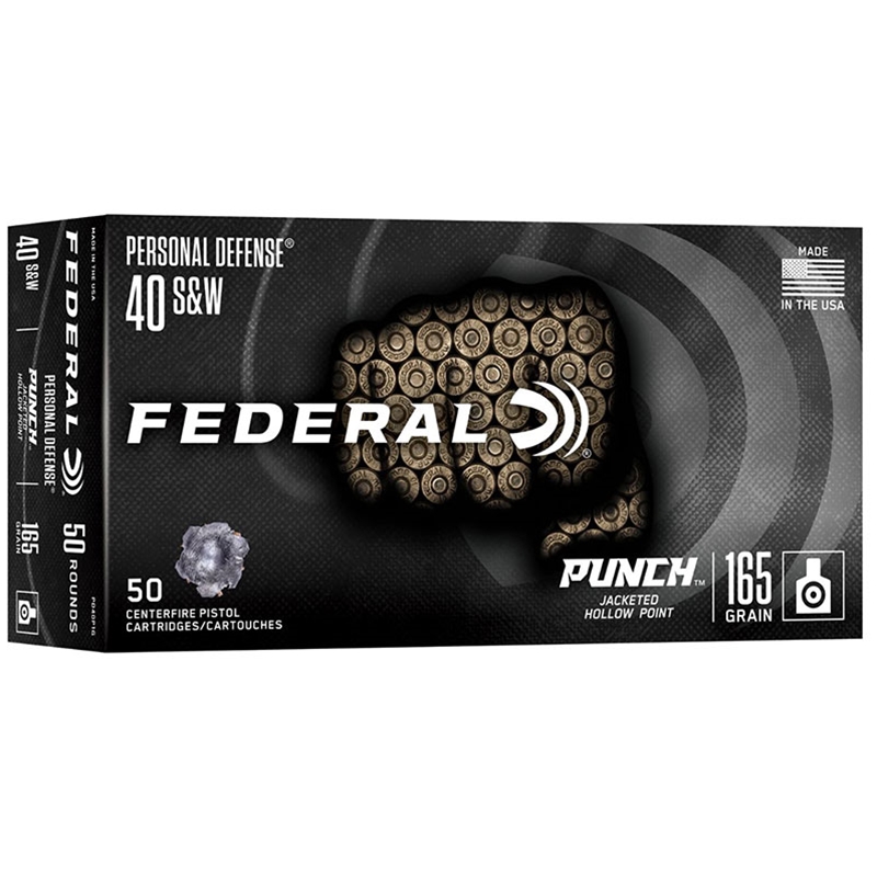 Federal Punch .40 S&W 165gr JHP Personal Defense Handgun Ammunition (50-Round Box)