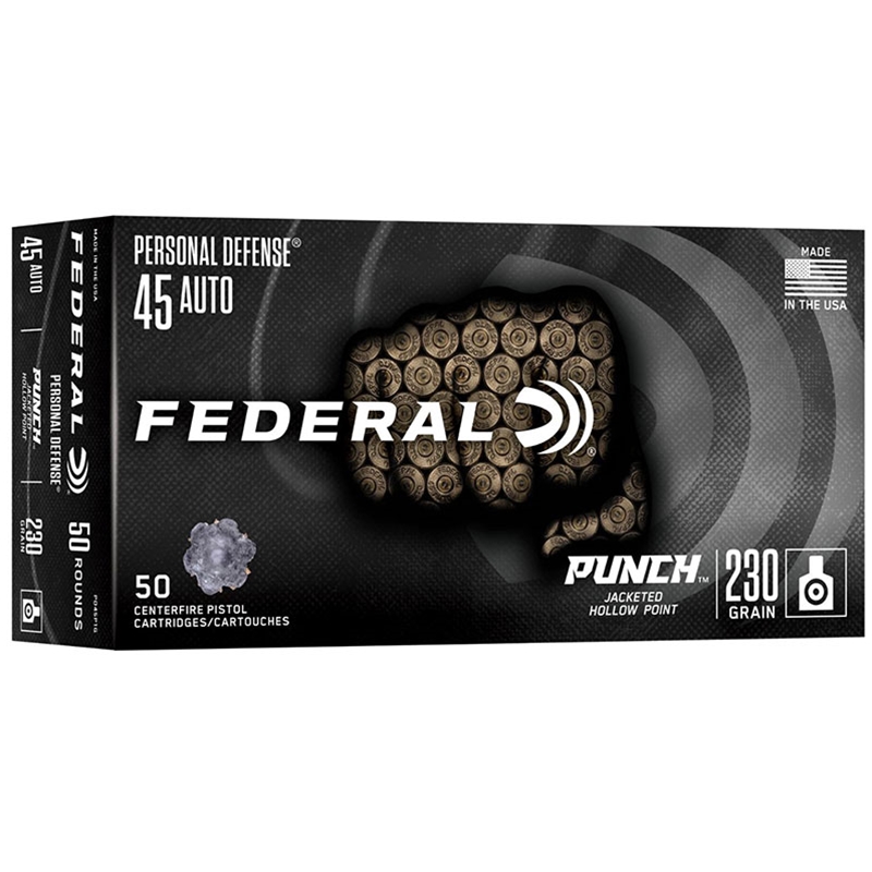 Federal Punch PD45P1G .45 Auto 230gr JHP Personal Defense Ammunition (50rd)