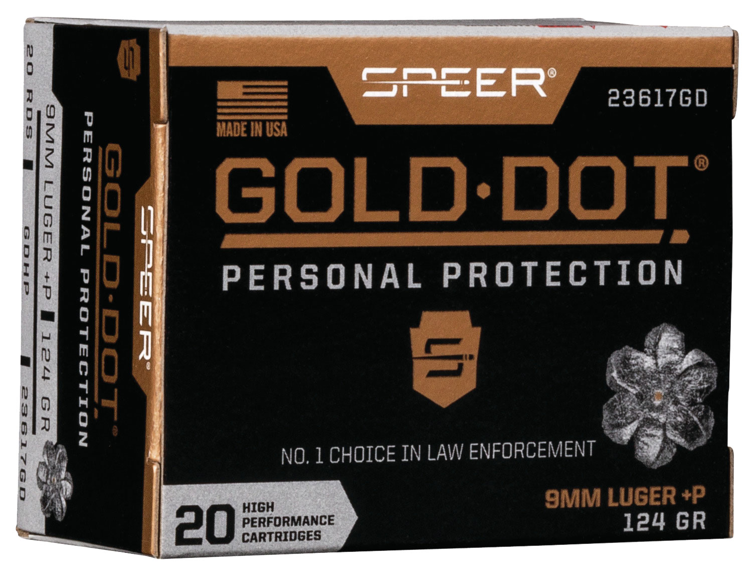 Speer Gold Dot 23617GD Personal Protection 9mm Luger +P 124gr Hollow Point (20 rd)