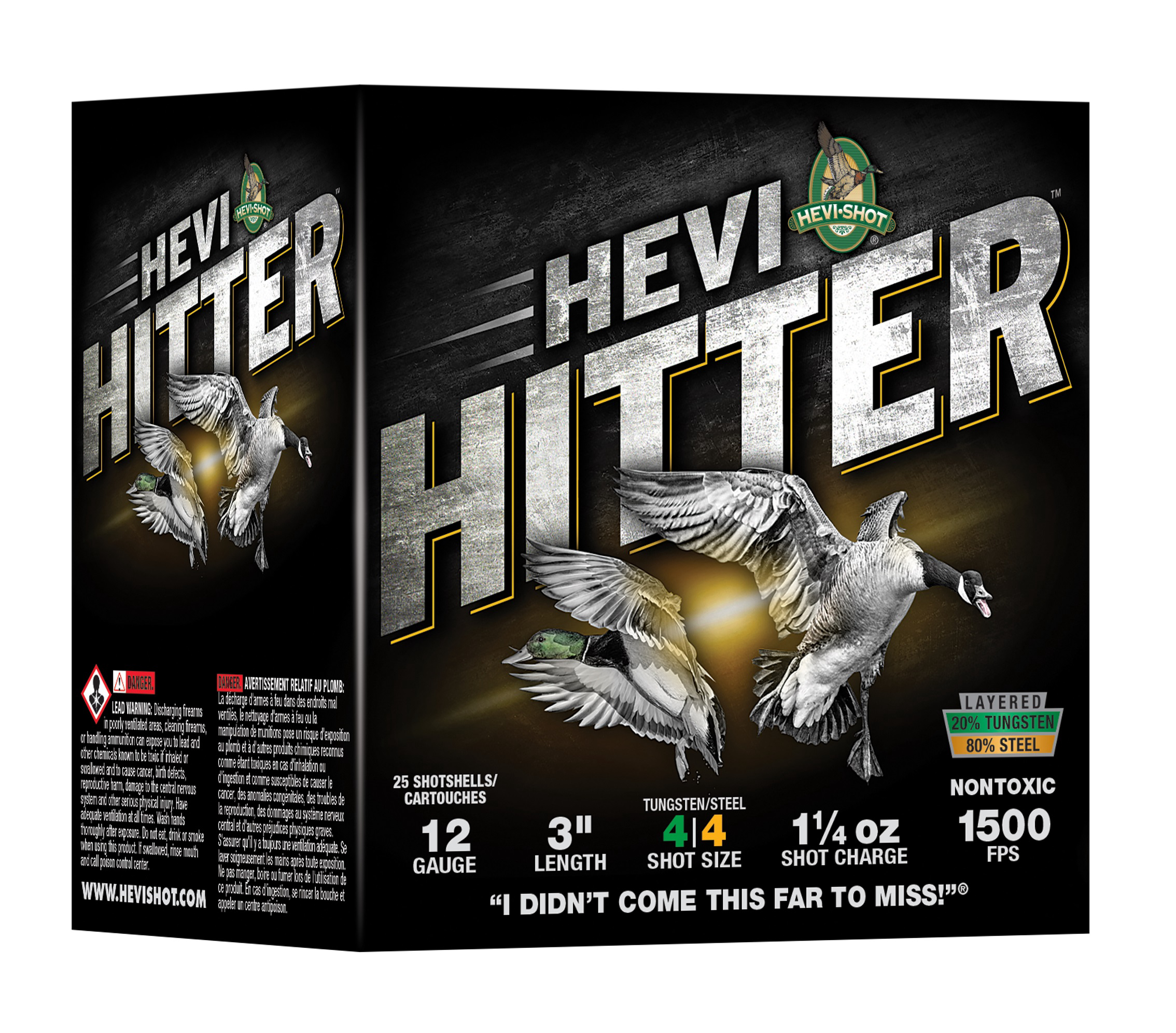 HEVI-SHOT HEVI-HITTER 12GA 3IN 1-1 4OZ  4 TUNGSTEN STEEL 25 RD BX 10 BX CS 1500 FPS