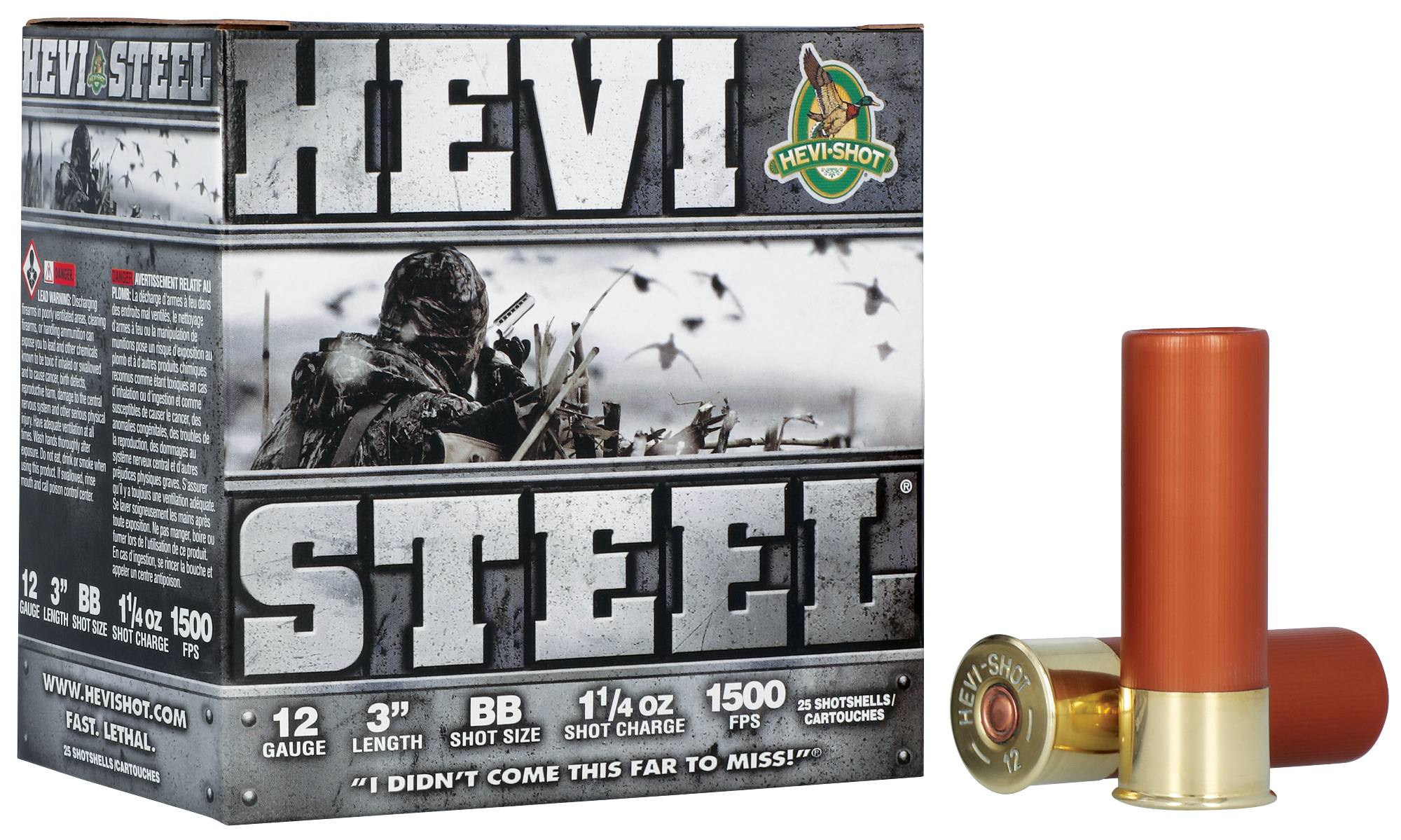 Hevi-Shot HEVI-Steel 12 Gauge 3" BB Shot 1-1/4 oz Shotshell (25 Rounds)
