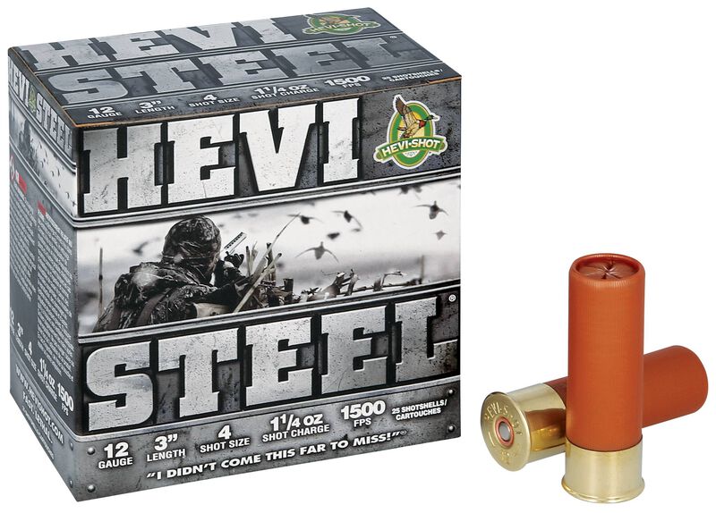 HEVI-SHOT HEVI STEEL 12 GA 3" 1-1/4 oz #4 Steel 25-Round Box
