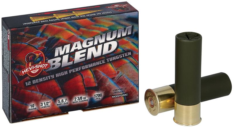 HEVI-Shot Magnum Blend 10 Gauge 3-1/2" Turkey Shotshell (Tungsten #5/#6/#7, 2-3/8 oz)