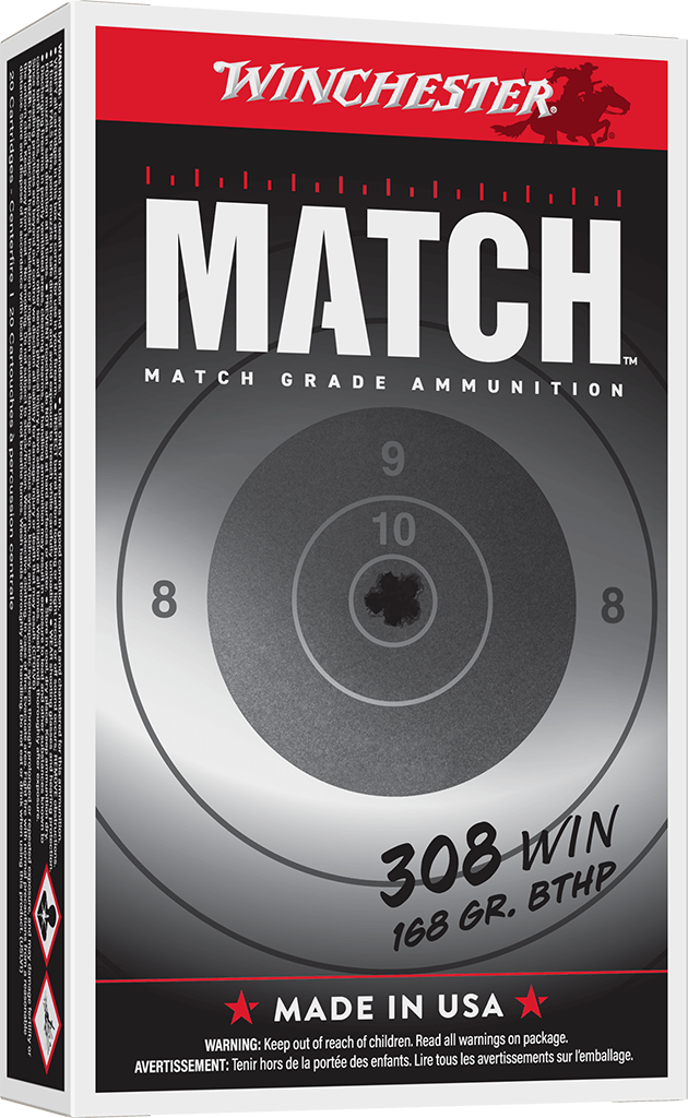 Winchester Match .308 Winchester 168 Grain HPBT (20-Round Box)