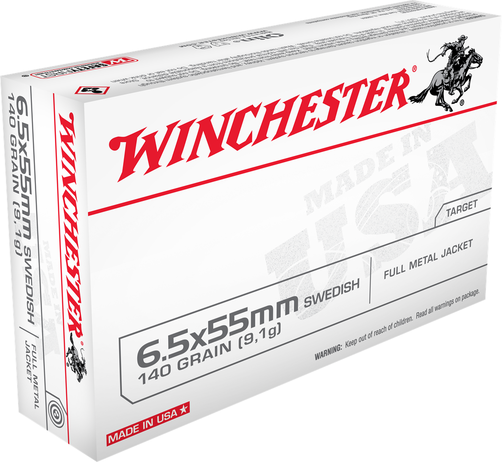 Winchester USA White Box 6.5x55 Swedish FMJ 140 Grain 20-Round Box