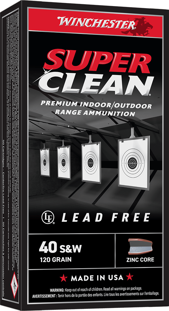 Winchester Super Clean NT .40 S&W 120 Grain FMJ Lead-Free Handgun Ammunition (50 Rounds)