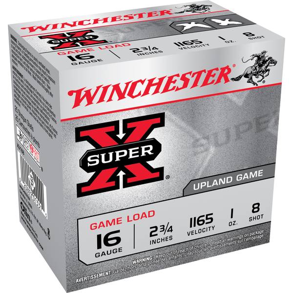 Winchester Super-X Game Load 16 Gauge 2-3/4" 1 oz #8 Shot Shotshell Ammo