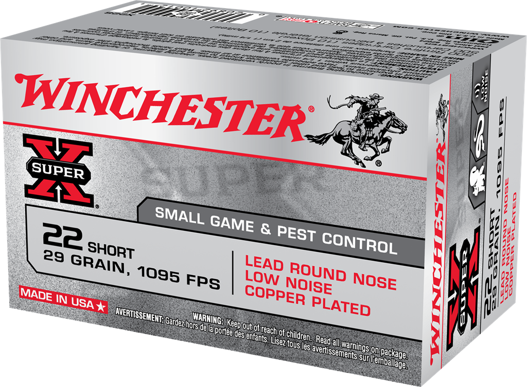 Winchester Super-X .22 Short 29 Grain Low Noise Lead Round Nose Rimfire (50 Rounds)