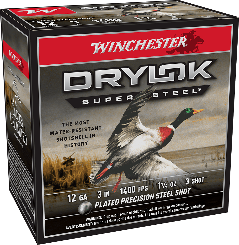 Winchester Drylok Super Steel 12 Gauge 3" #3 Shot 1-1/4 oz (25 Rounds)