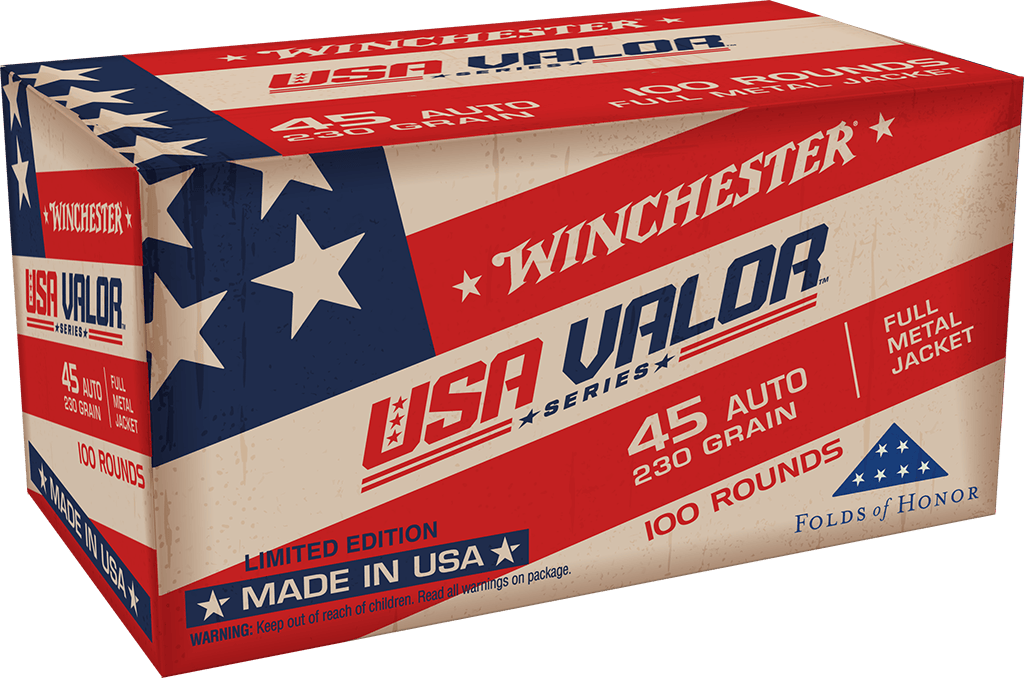 Winchester USA Valor .45 ACP 230 Grain FMJ (100 Rounds)