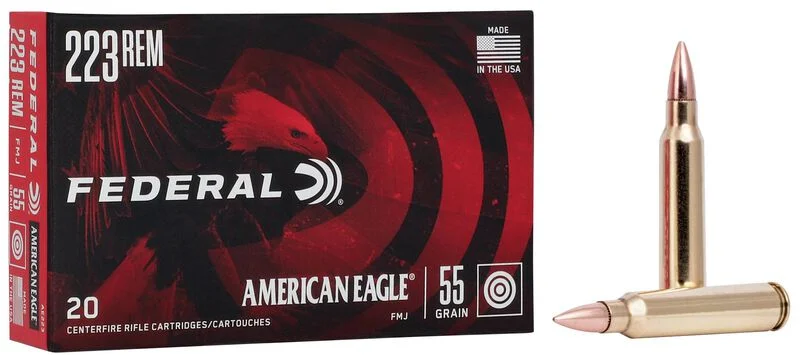 Federal American Eagle .223 Remington 55 Grain FMJBT 20-Round Box Ammunition