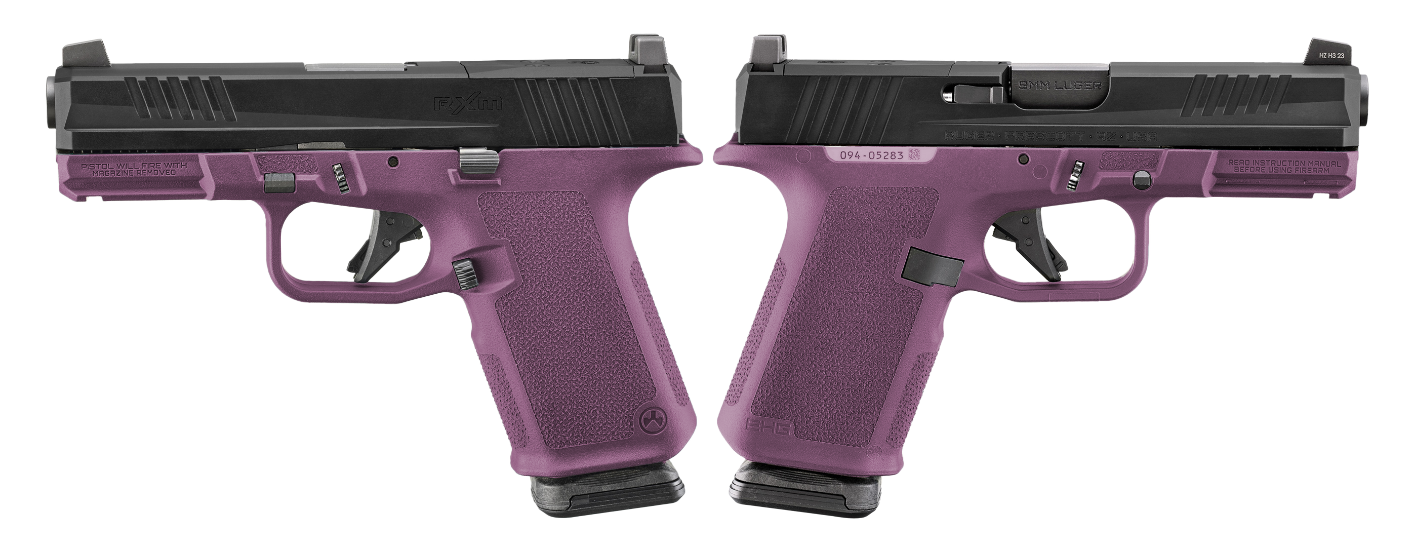 RUGER RXM 9MM PISTOL 4" BBL BLACK CHERRY MAGPUL EHG, O.R. 2-15RD MAGS