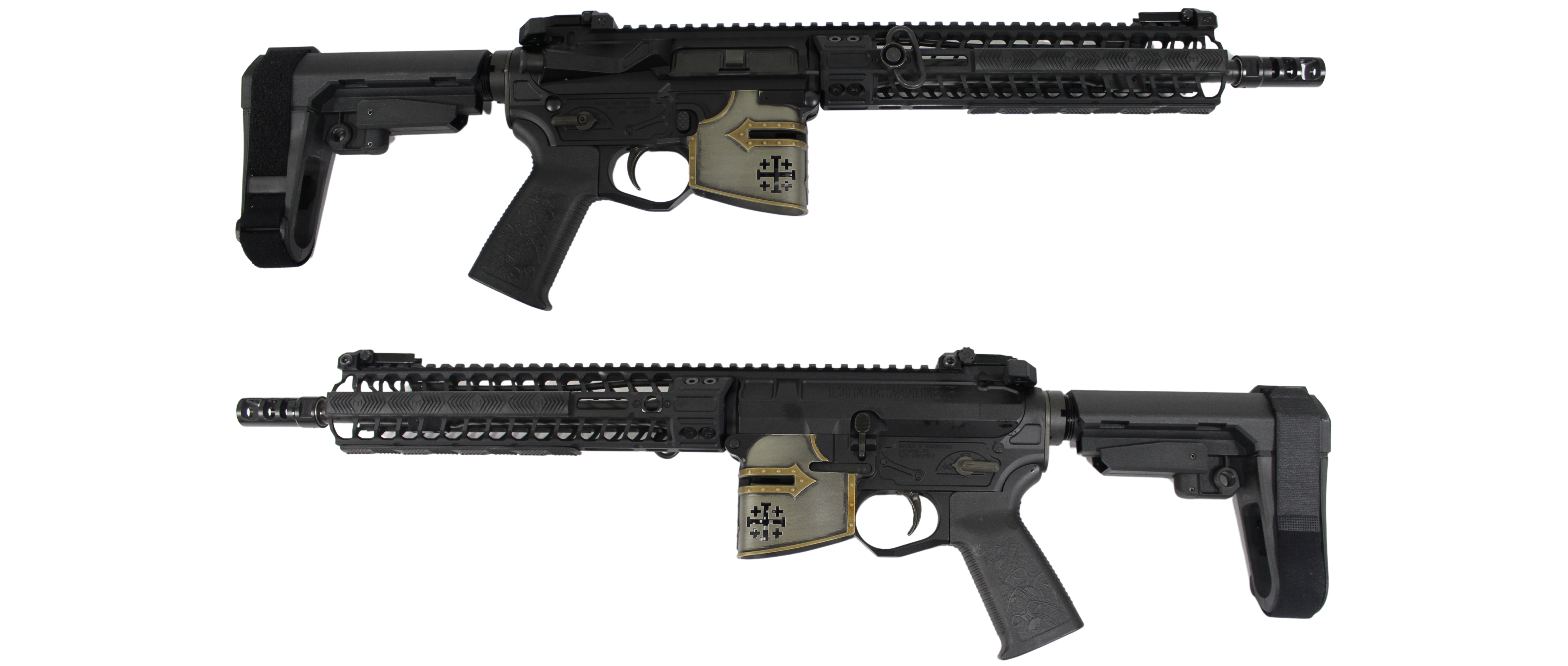 SPIKES TACT RARE BREED CRUSADER 11.5" 5.56 PISTL 10" M-LOK W SB3 BRACE & R2