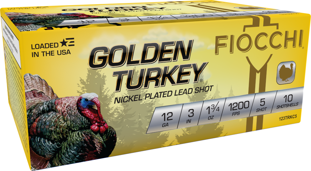 Fiocchi Golden Turkey Nickel Plated Lead Shotshells 12 Gauge 3" 1-3/4 oz #5
