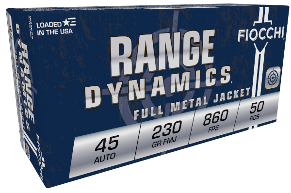 Fiocchi Range Dynamics .45 ACP 230 Grain FMJ Pistol Ammunition (50 Rounds)