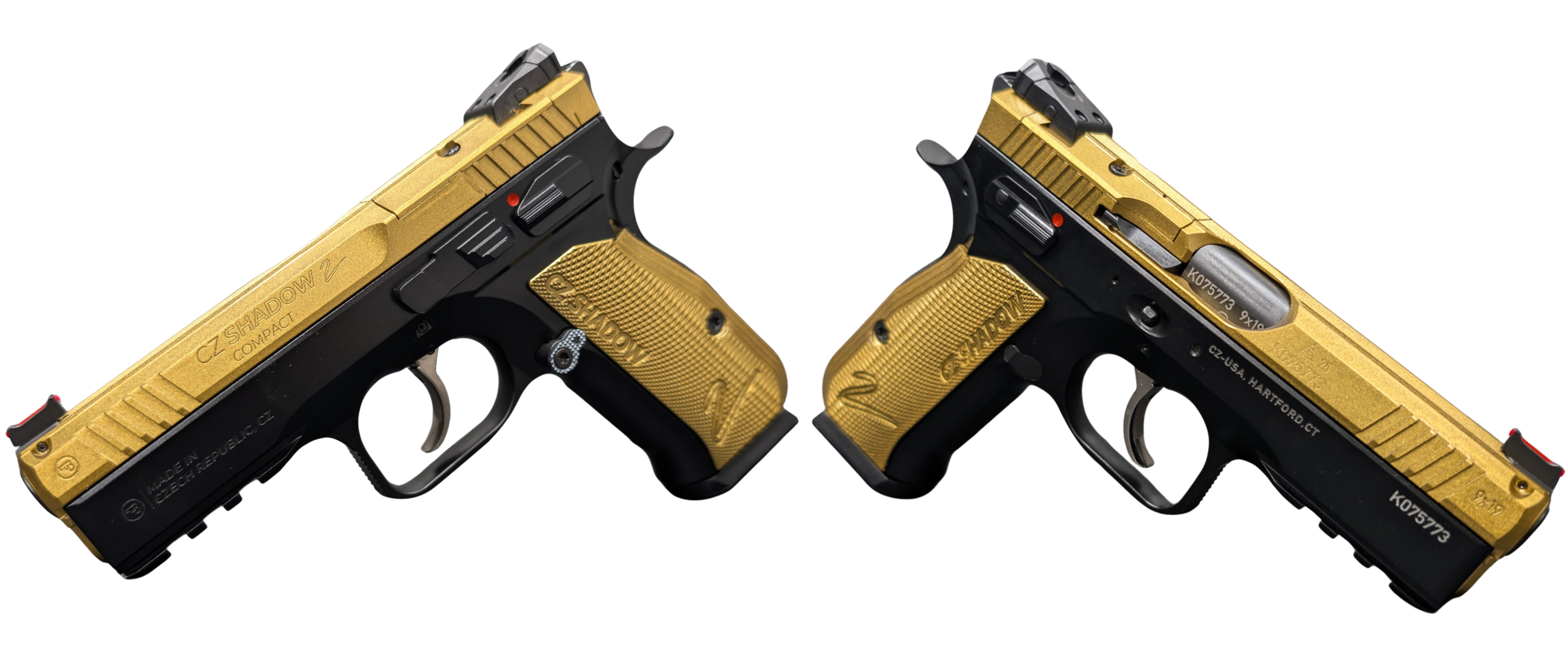 CZ SHADOW II COMPACT 9MM PISTOL GOLD 4" 2-15RD MAGS