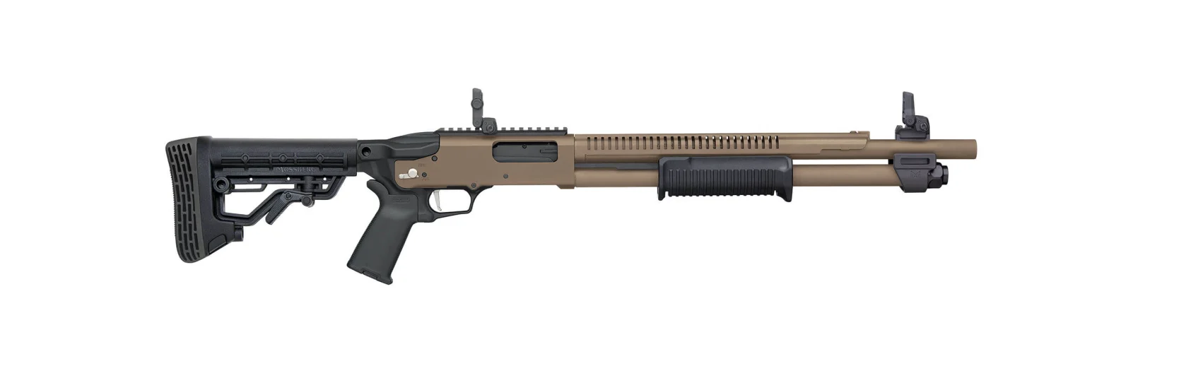 Mossberg 590R 12 Gauge 18.5" Tactical Shotgun (FDE Cerakote) w/ MOE Grip & Magpul MBUS 3
