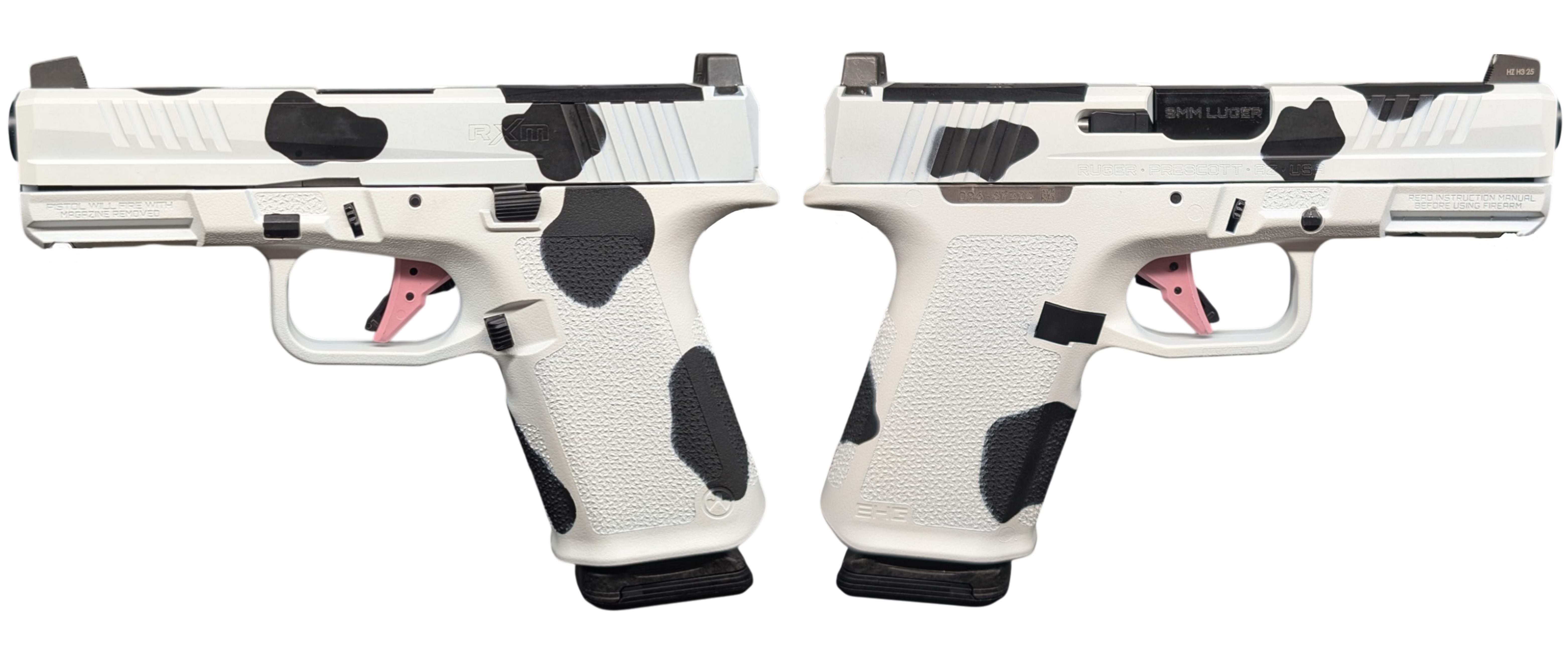 RUGER RXM 9MM PISTOL 4" BBL COW PRINT, MAGPUL EHG, O.R. 2-15RD MAGS