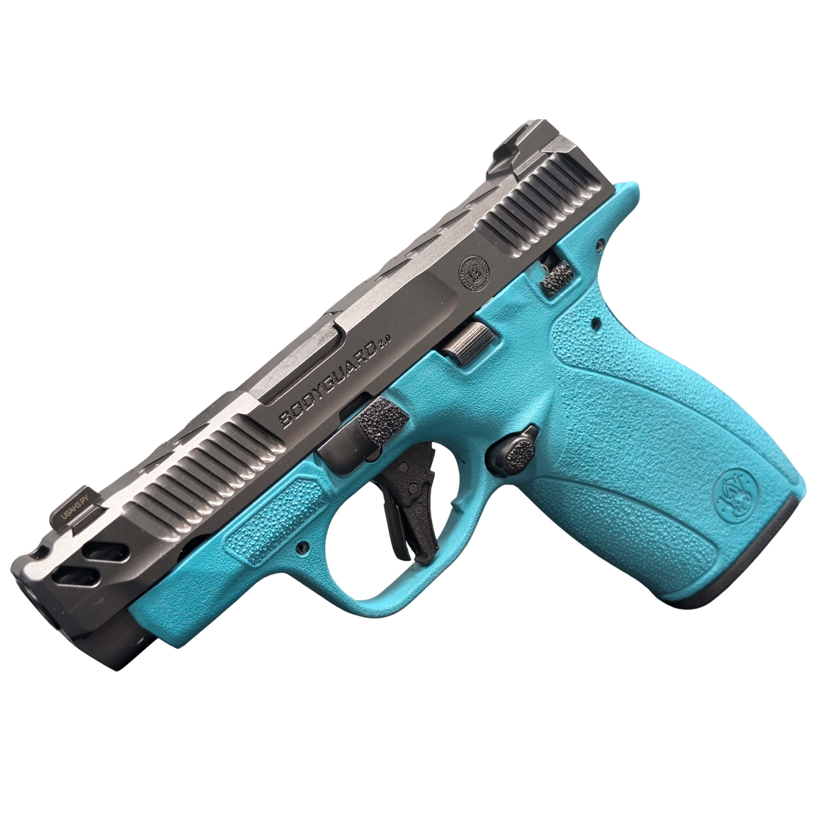 SMITH & WESSON PC BODYGUARD 2.0 CARRY COMP AZTEC TEAL FRM 380ACP PISTOL 3.1" M.S 1-10RD, 1-12RD MAG
