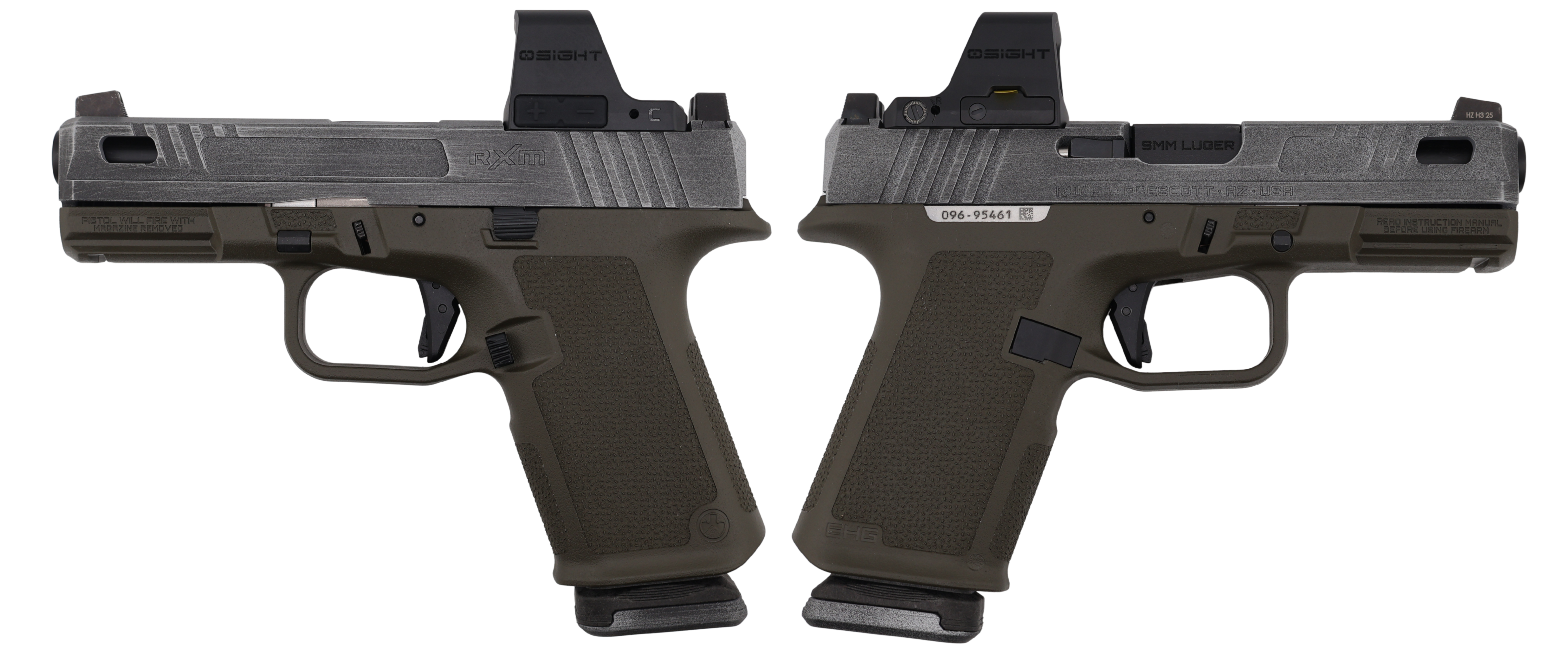 Ruger RXM 9mm Pistol 4 in Ported Barrel OD Green Crushed Silver