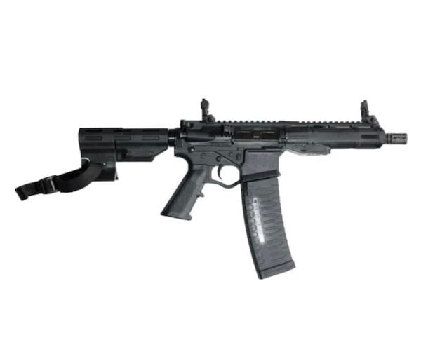 ATI Alpha Max 7.5" 5.56MM Polymer Lower and Upper, Rear Brace, 60Rd Window Mag Flip up sights