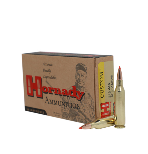 Hornady Custom .243 Winchester 87gr V-Max Ammunition (20 Rounds)