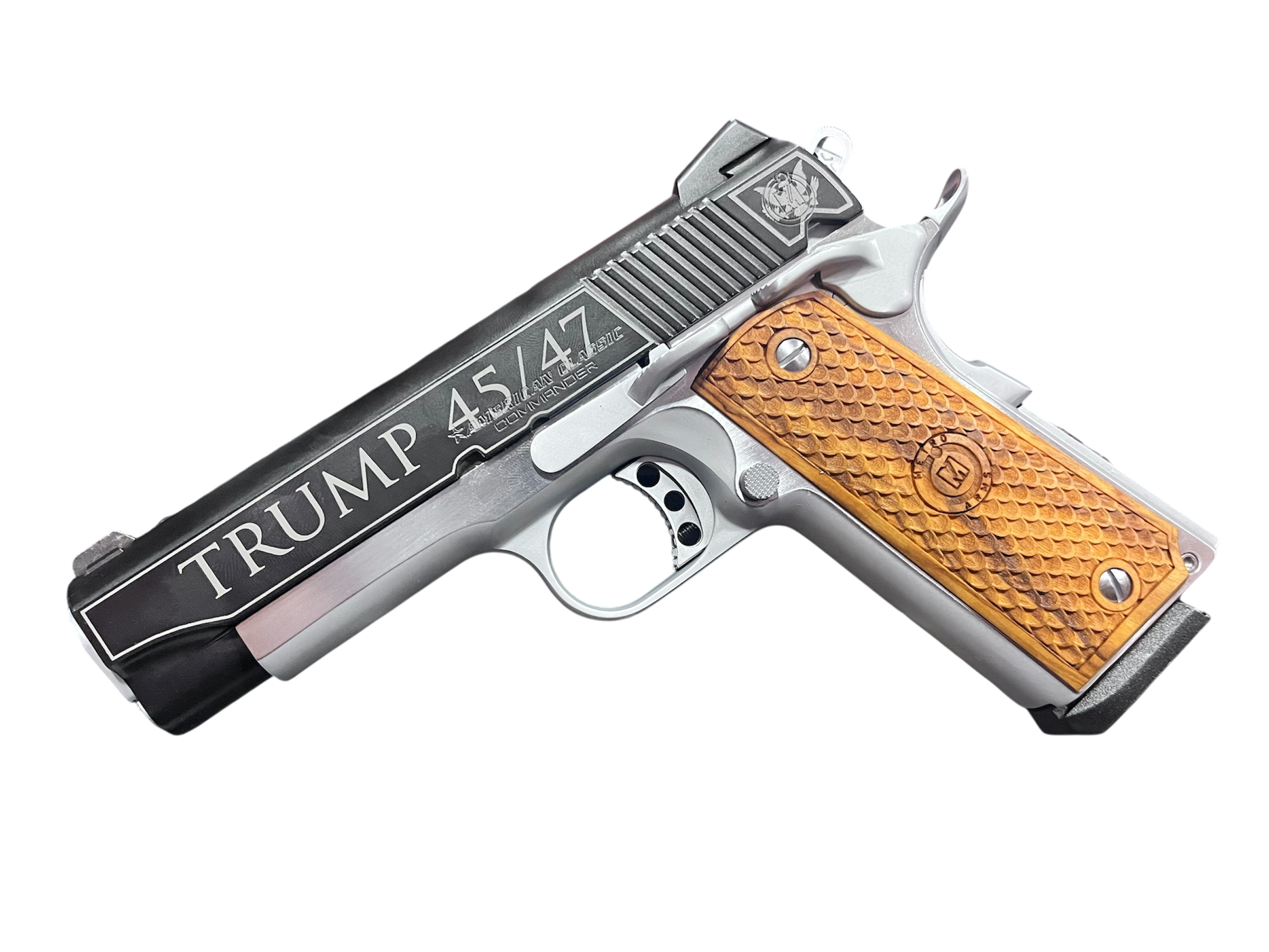 AMERICAN CLASSIC COMMANDER 1911 45ACP 4.25" TRUMP 45/47 CHROME/BLACK 8RD