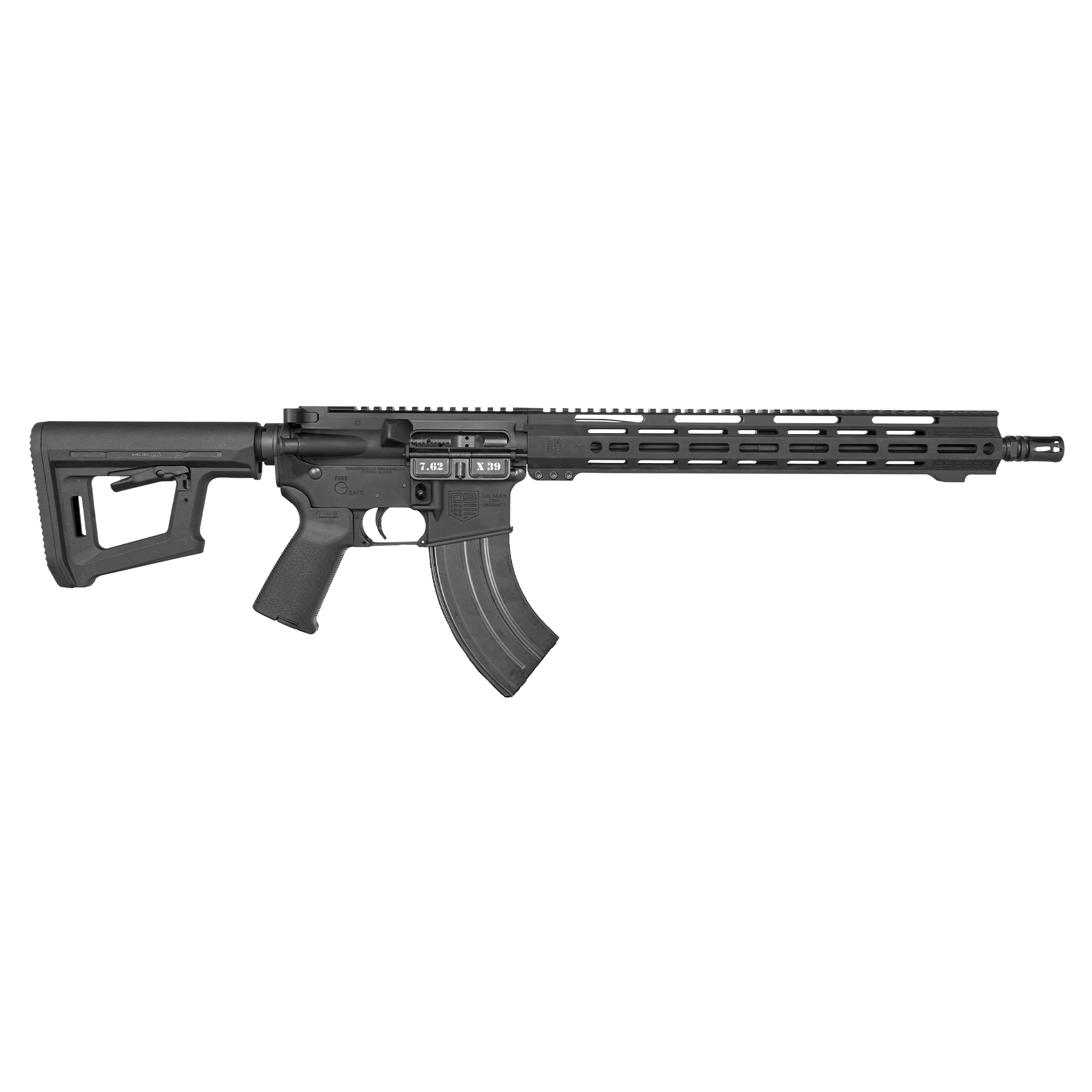 DiamondBack DB15 Carbon 7.62x39 28+1 16 Black Anodized Hardcoat  - Diamondback Firearms - 7.62x